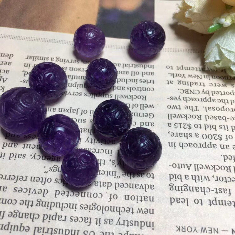 NATURAL DEEP AMETHYST BACK GRAIN BEADS CARVED BEADS SINGLE BEADS DIY STAR MOON BODHI MULTI TREASURE BRACELET BRACELET ACCESSORIES