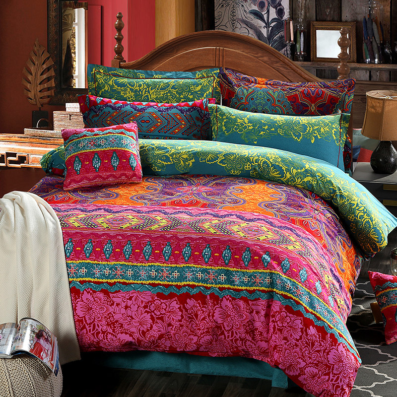 民族风四季全棉四件套纯棉古典印花高支磨毛民宿加厚被套波西米亚,床上用品,床品套件/四件套/多件套,淘宝优惠券,粉丝福利购,淘宝优惠卷