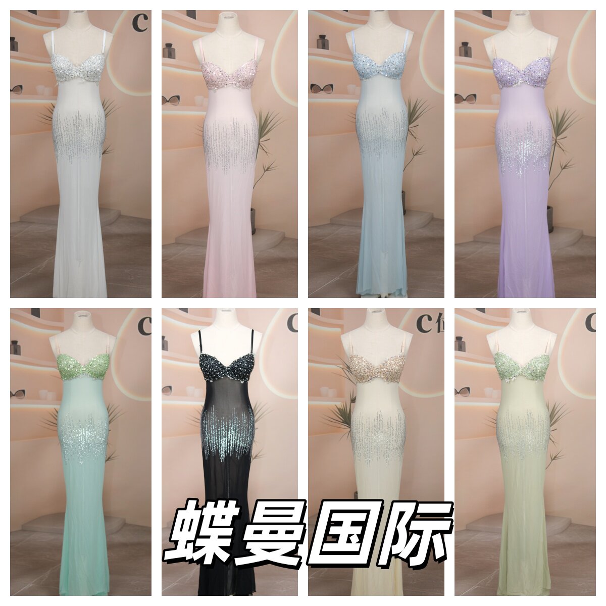 夜店酒吧KTV重工手工走秀演出服佳丽足浴显胸大透视性感晚礼服