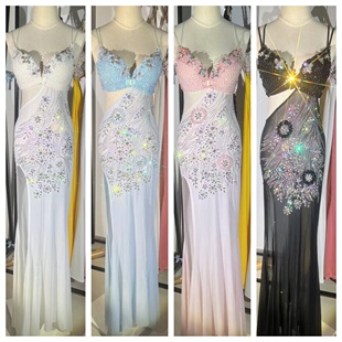 透视礼服性感晚礼服车模特走秀夜店酒吧演出服佳丽足浴超级显胸大