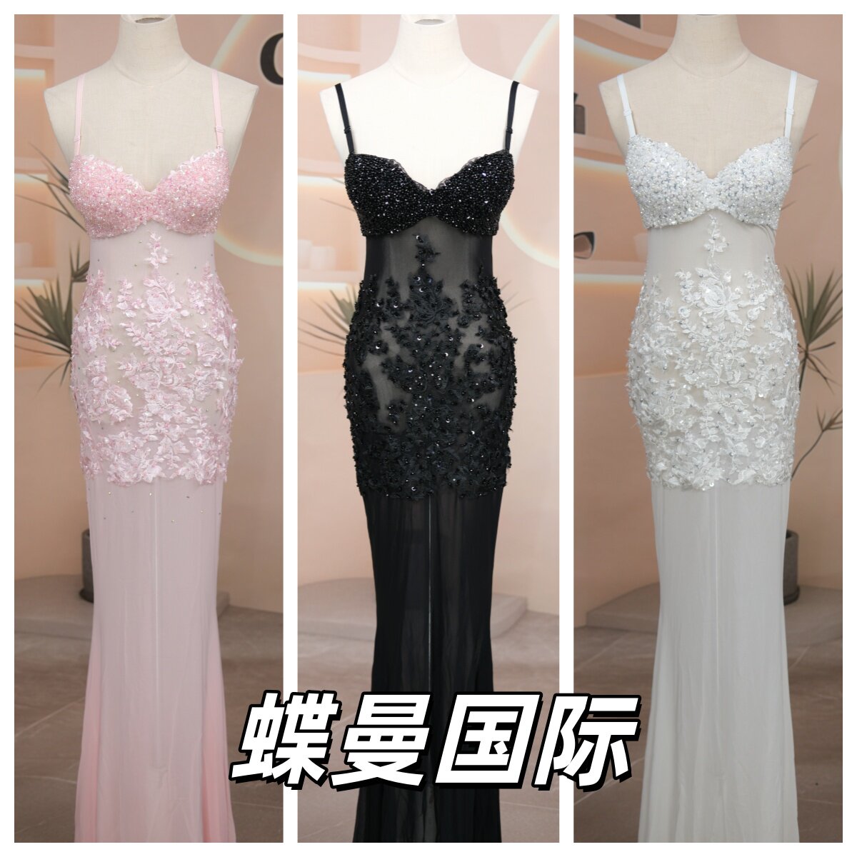 夜店酒吧KTV重工手工走秀演出服佳丽足浴显胸大透视性感晚礼服