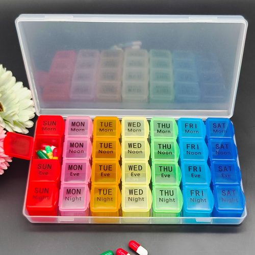 木盒牌英文药盒一周7天新款28格