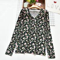 Spring and Summer new women's Modal comfortable stretch long-sleeved T-shirt home wear top with a heart collar and large base layer thumbnail 4
