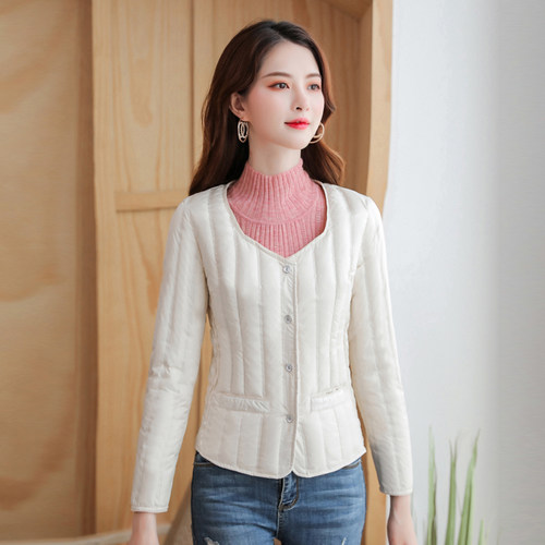 盈霏羽绒服内胆女修身轻薄保暖V领打底上衣内穿低领打底羽绒内衣