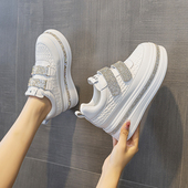 女2025新款 秋季 百搭真皮运动板鞋 厚底小白鞋 透气小个子内增高女鞋