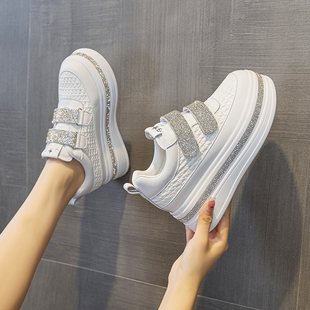透气小个子内增高女鞋 厚底小白鞋 百搭真皮运动板鞋 春季 女2026新款