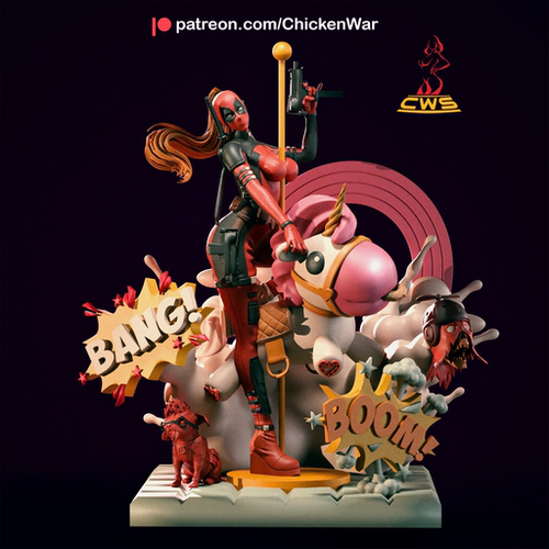 AH15 Lady Deadpool GK白模手办 光固化3D打印 STL图纸 nsfw