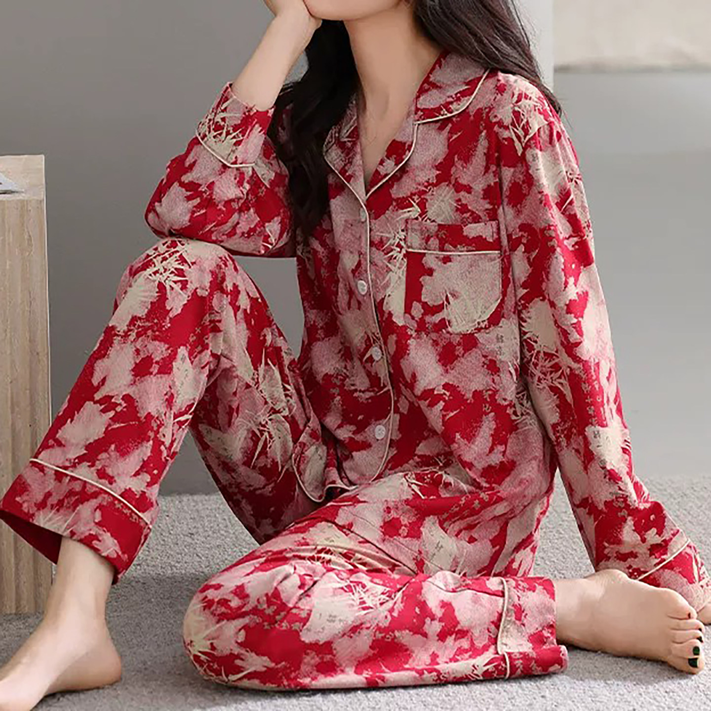 2026秋季薄款睡衣女纯棉长袖长裤减龄洋气宽松可外穿家居服套装