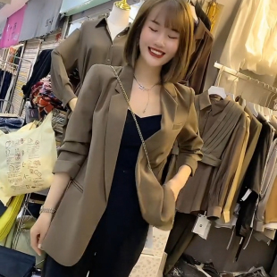 2025新款 外套休闲小西装 女装 纯色宽松时尚 女 领七分袖 西服春秋款