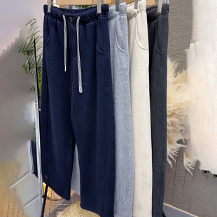 大码欧货加厚保暖弯刀裤女秋冬2025新款胖mm高腰显瘦窄版阔腿卫裤