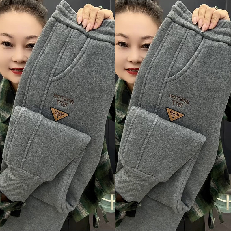 加绒灰色裤子女冬裤2025新款加厚保暖束脚裤胖MM大码休闲运动卫裤,女装/女士精品,卫裤,淘宝优惠券,粉丝福利购,淘宝优惠卷