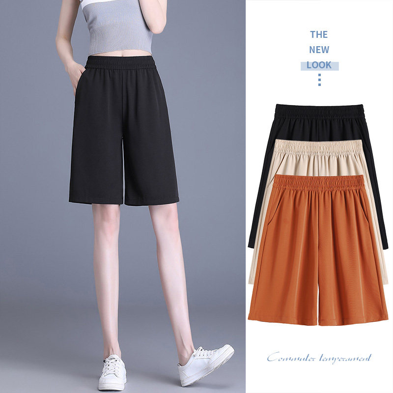 棉麻短裤女夏季薄款卡其色裤子外穿中裤子加大码亚麻裤休闲五分裤