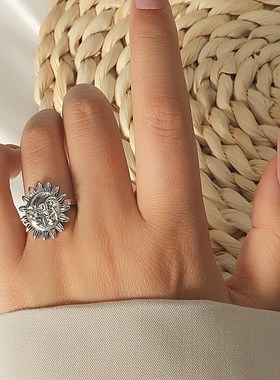 European American metal sun flower ring accessories female饰