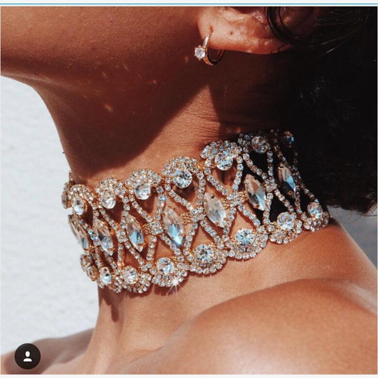 Short inlaid artificial diamond necklace choker 短款项链颈链