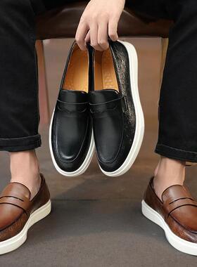 Big Size Men's Casual Leather Shoes Summer Penny Loafers