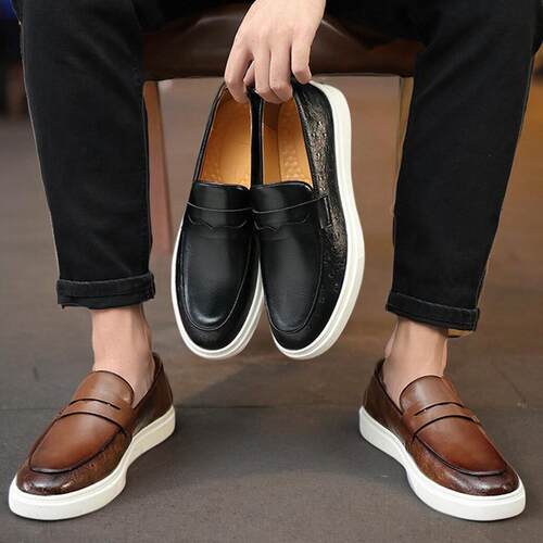 Big Size Men's Casual Leather Shoes Summer Penny Loafers