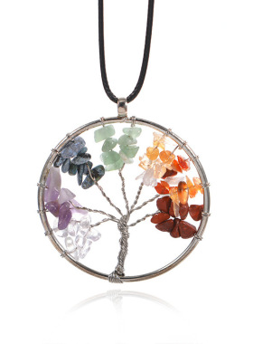 女生欧美项链 Hot selling leather rope tree Women's necklace