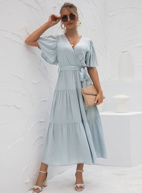 2022 New Fashion Pure Spring Summer Chic Ladies Long Dress