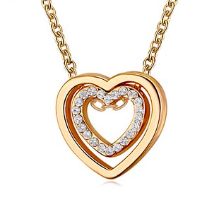 Simple Necklace woman Double Heart Pendant Clavicle Jewelry
