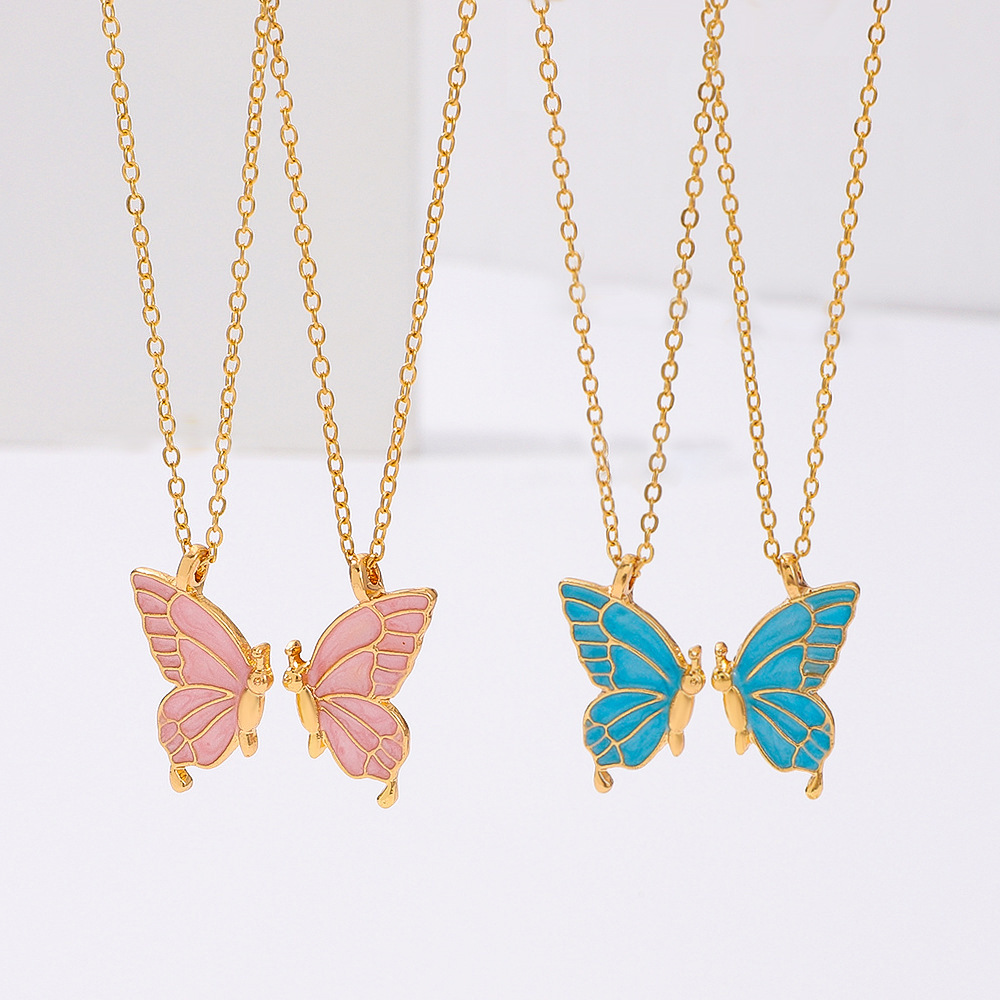 women bestie Clavicle Chain Butterfly Good Friend Necklace