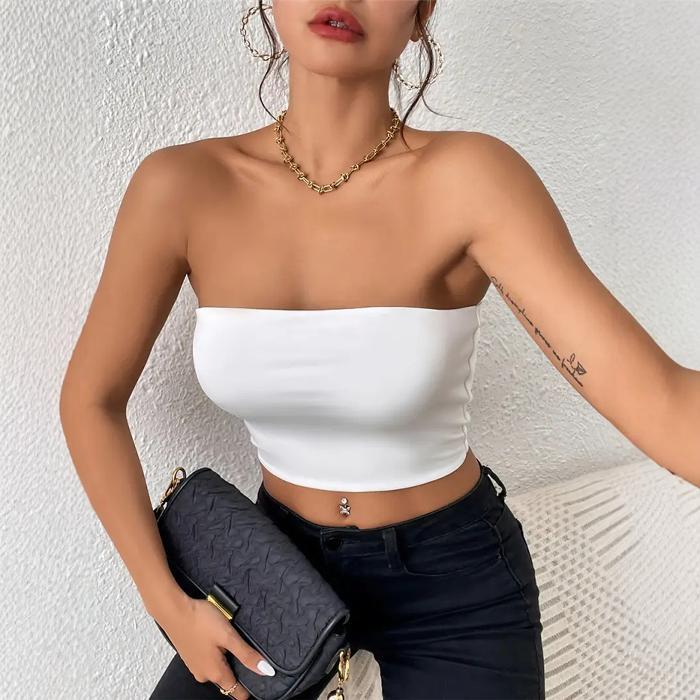 欧美性感可外穿露脐抹胸裹胸背心上衣女 Sexy Crop Tank Tube Top