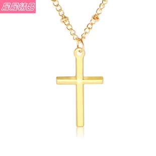 Metal cross bead chain necklace men and women couple jewelry