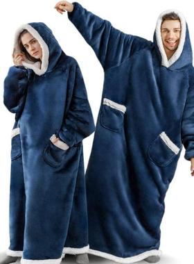 Long Flannel Blanket with Sleeves Winter Hoodies Pullover