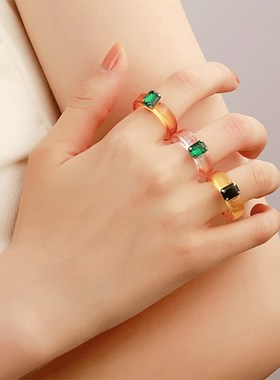 Korean style fashion resin ring transparent acrylic rings 戒