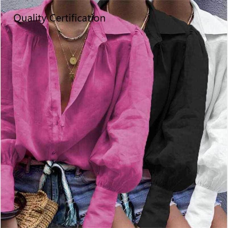 ujer de Moda camisas casuales sólidas de oficina para Mujer