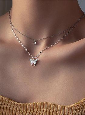 New metal double-layer clavicle chain temperament necklace