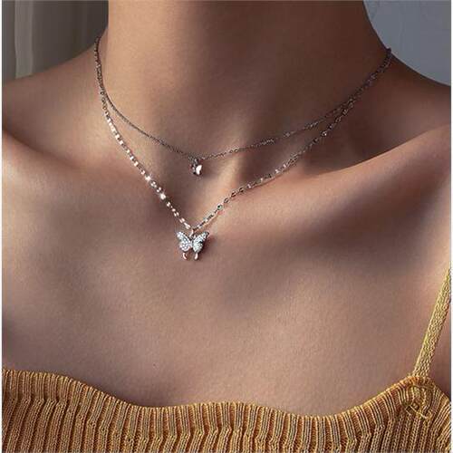 New metal double-layer clavicle chain temperament necklace