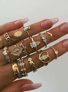 2022 Vintage Cross Heart Joint Ring retro rings finger 1 set
