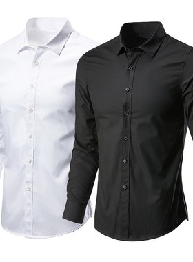 Formal Dress Shirt Shirts For Men Casual Office Black Cotton