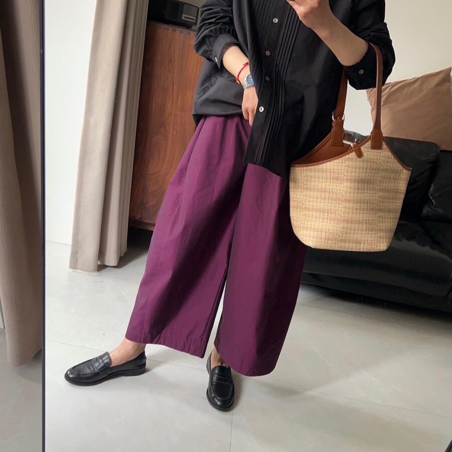 高腰宽松九分阔腿女休闲裤显瘦