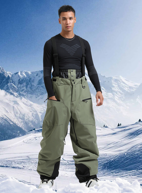 Gsousnow秋冬男女滑雪裤防风防水户外运动背带裤专业单双板滑板裤