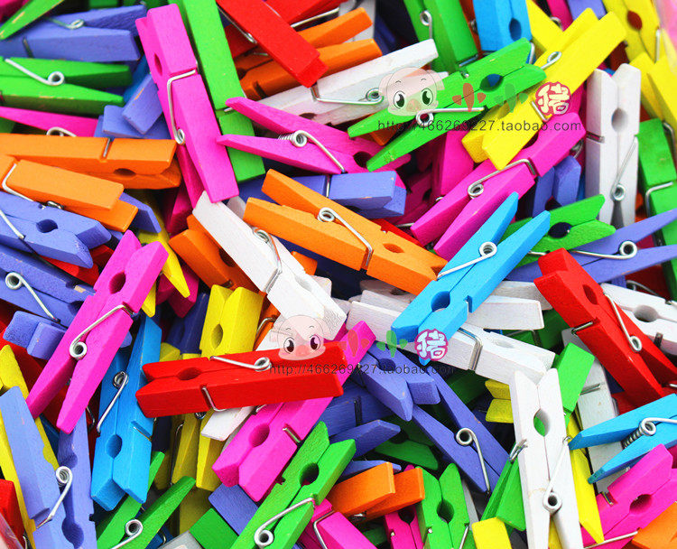 彩色木夹子 可爱木质卡通相片墙创意装饰木夹儿童手工diy制作材料