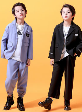 儿童街舞潮服套装秋冬女童超帅走秀西服hiphop嘻哈爵士舞演出服