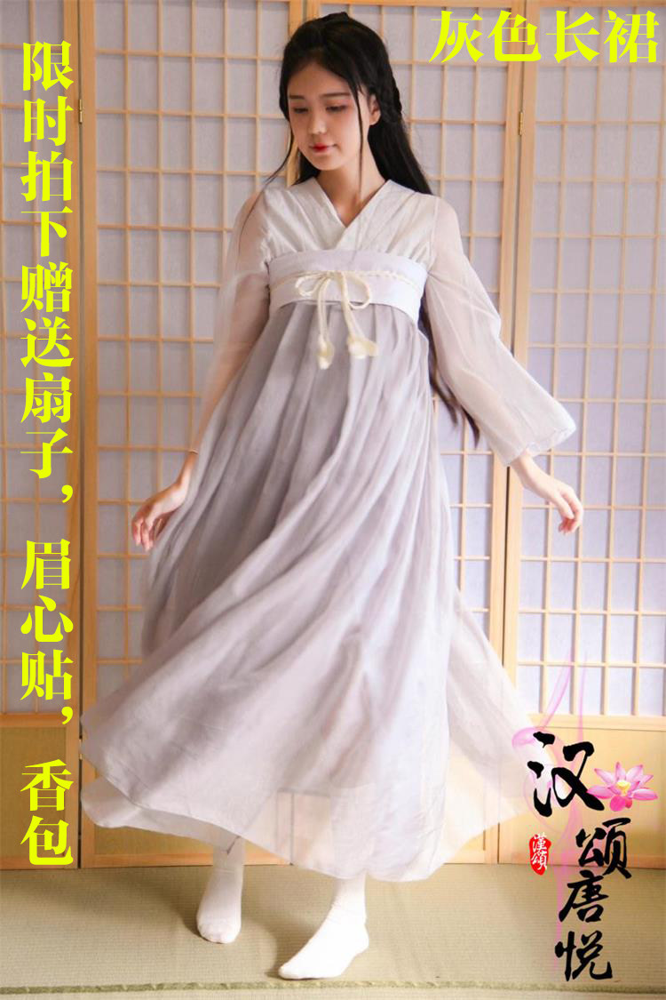 棉麻玉生烟齐胸襦裙改良汉服连衣裙女民族服装舞台装广袖日常古装