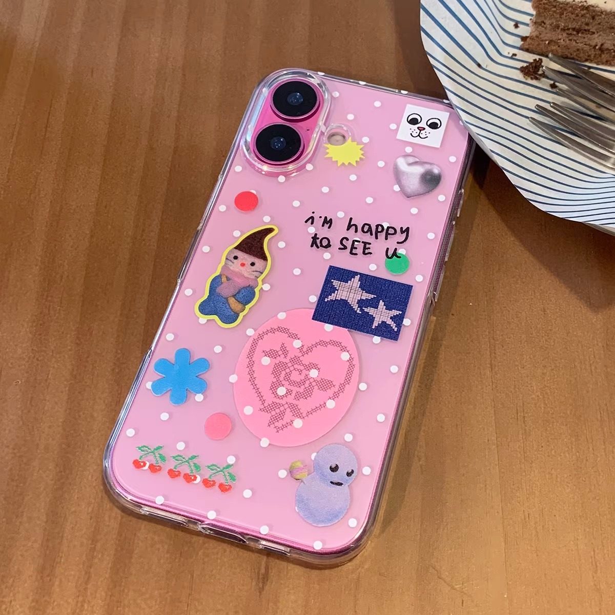 PANLINGWAN原创波点多巴胺黑边手机壳透明适用于苹果16/17PM华为,个性定制/设计服务/DIY,手机壳/保护套定制,淘宝优惠券,粉丝福利购,淘宝优惠卷