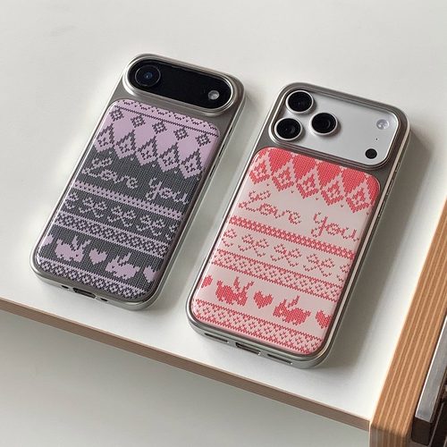 PANLINGWAN原创费尔岛银框电镀滴胶黑边手机壳适用于苹果16/17PM