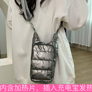 冬季 备女多功能小挎包手机防寒羽绒棉保暖套 去哈尔滨旅行非必备装