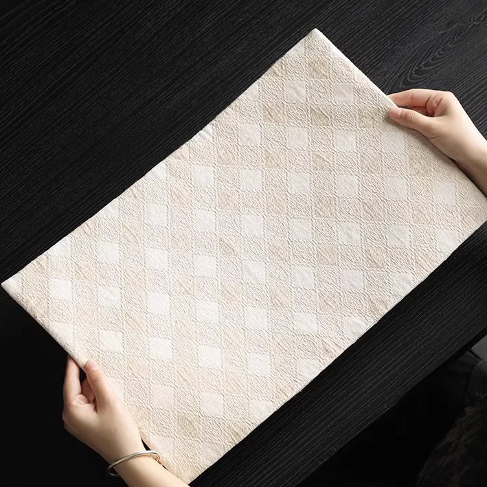 格子提花干泡茶席国风垫子