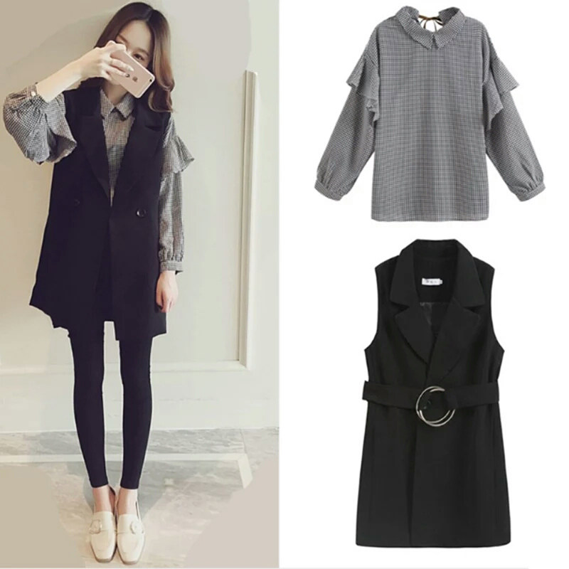 출산 가을 의류 세트 2024 패션 새로운 루즈 탑 유행 엄마 겉옷 조끼 셔츠 배꼽 지원 바지 투피스 세트