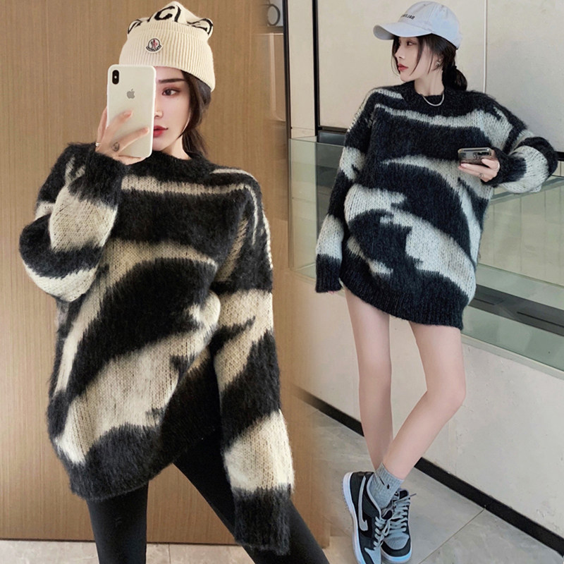 출산 가을 의류 세트 패셔너블한 인터넷 연예인 상의 가을 겨울 스웨터 중기 가을 대형 이너 레이어드 셔츠