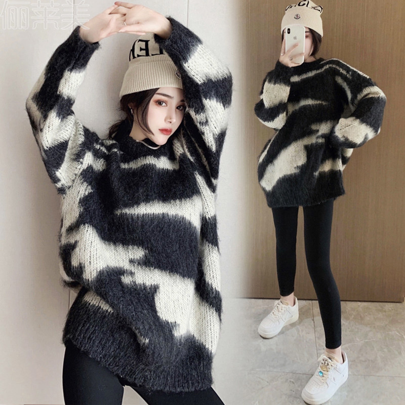 출산 가을 의류 세트 패셔너블한 인터넷 연예인 상의 가을 겨울 스웨터 중기 가을 대형 이너 레이어드 셔츠