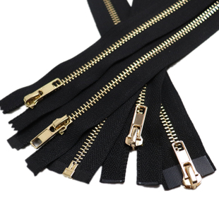 5号铜拉链浅金色开口单头开尾外套门禁双头拉锁羽绒拉链口袋拉链