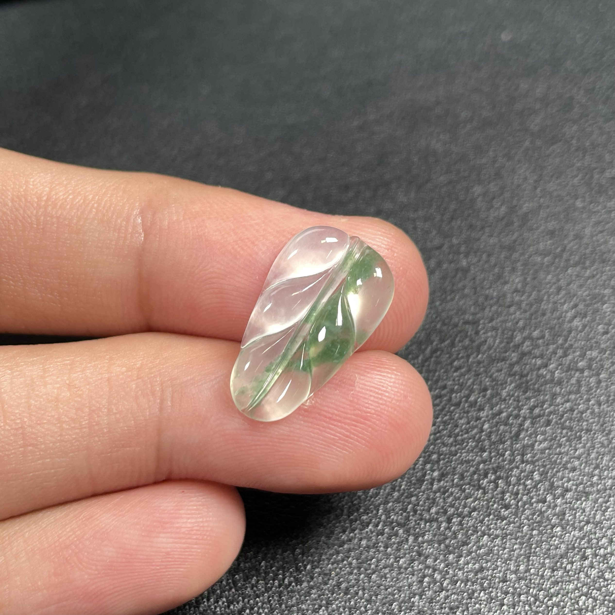 缅甸天然翡翠A货高冰飘花叶子吊坠飘花玉叶项链玉叶挂件大叶可成