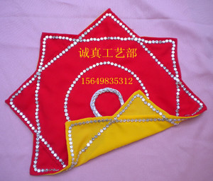 诚真双色三层麻纱舞蹈手绢花二人转秧歌手帕八角巾厂家定做直销