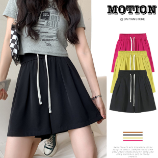 女夏季 高腰宽松显瘦a字阔腿短裤 薄款 五分裤 胖mm大码 冰丝雪纺短裤