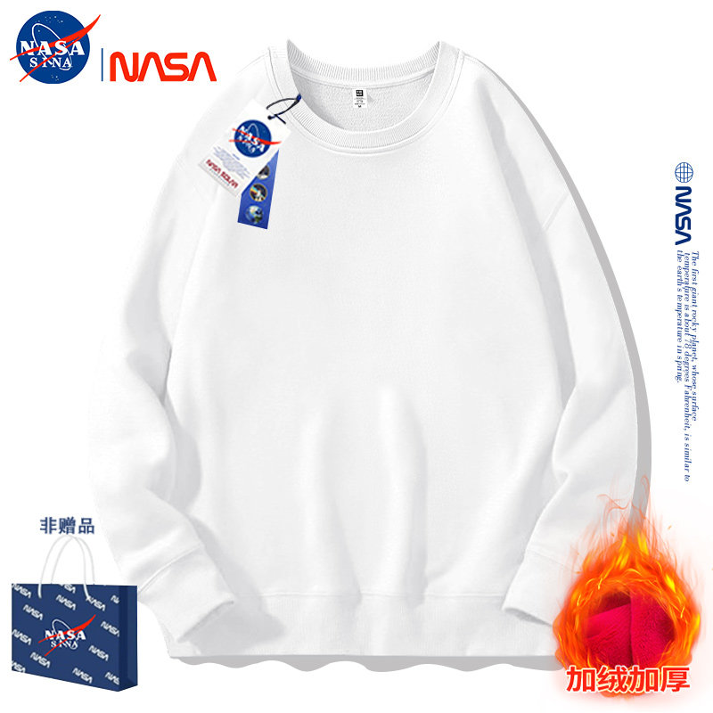 NASA联名纯色圆领卫衣男女款克莱因蓝美式潮牌春秋宽松情侣装外套